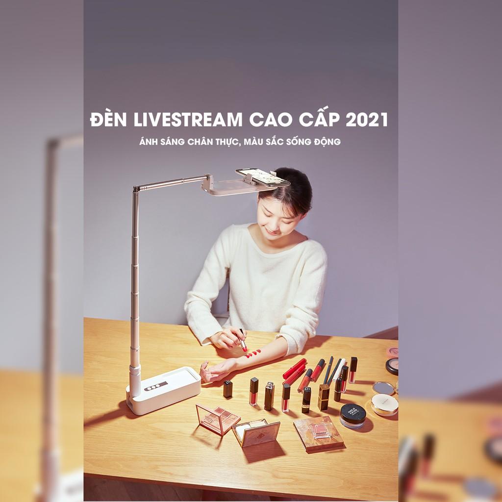 Đèn Livestream cao cấp 2021 bán hàng mini 3 trong 1, để bàn, gấp gọn, pin rời