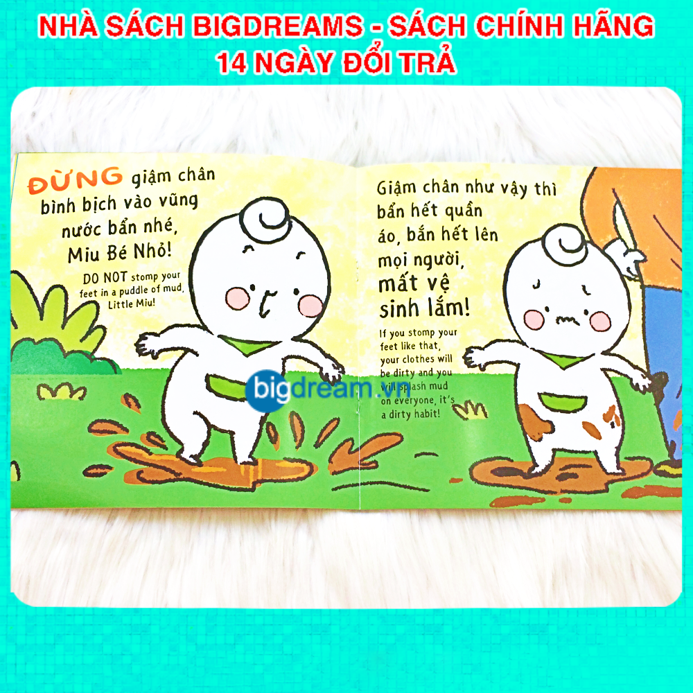 BẢN MỚI SONG NGỮ Miu Bé Nhỏ Đừng Mất Vệ Sinh Nhé! P2 Ehon Kĩ Năng Sống Cho Bé 1-6 Tuổi Miu miu tự lập hiểu chuyện