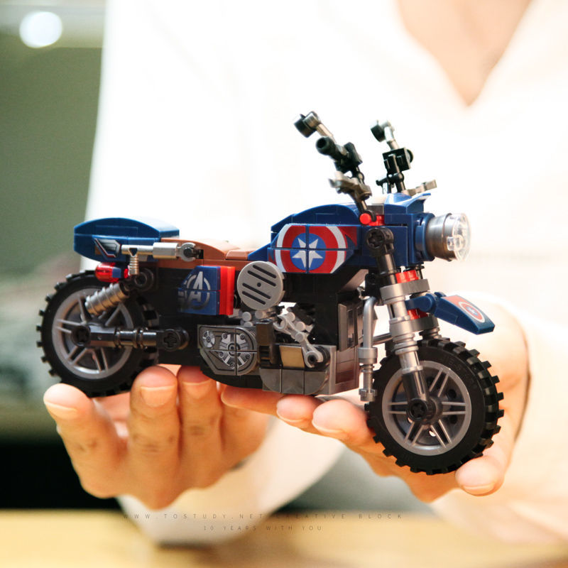 Mô Hình Xe Harley Captian American, Thần Sấm Thor Đồ Chơi Lắp Ghép Thông Minh