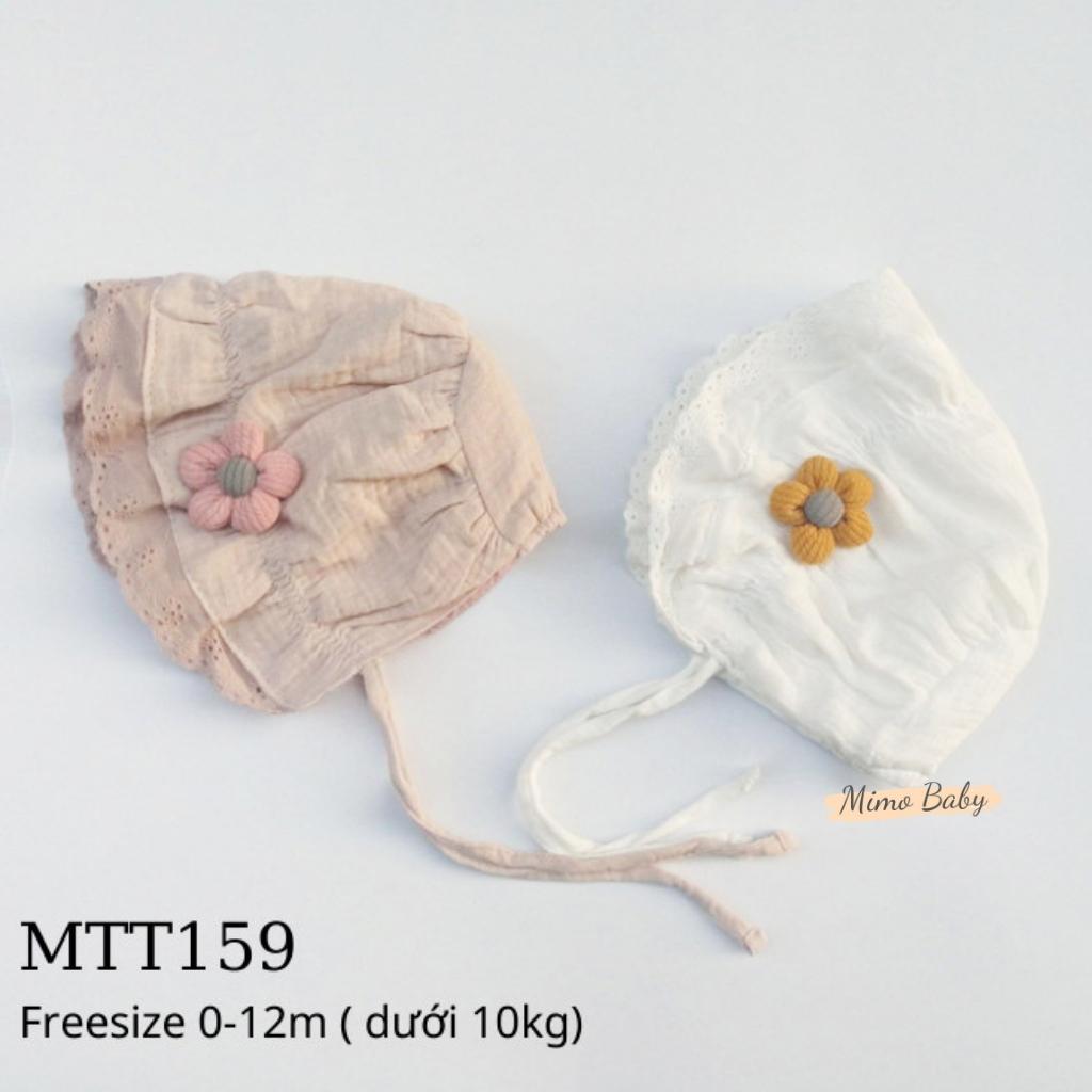 Mũ nón tiểu thư vải đũi đính bông hoa dễ thương cho bé gái MTT159 Mimo Baby