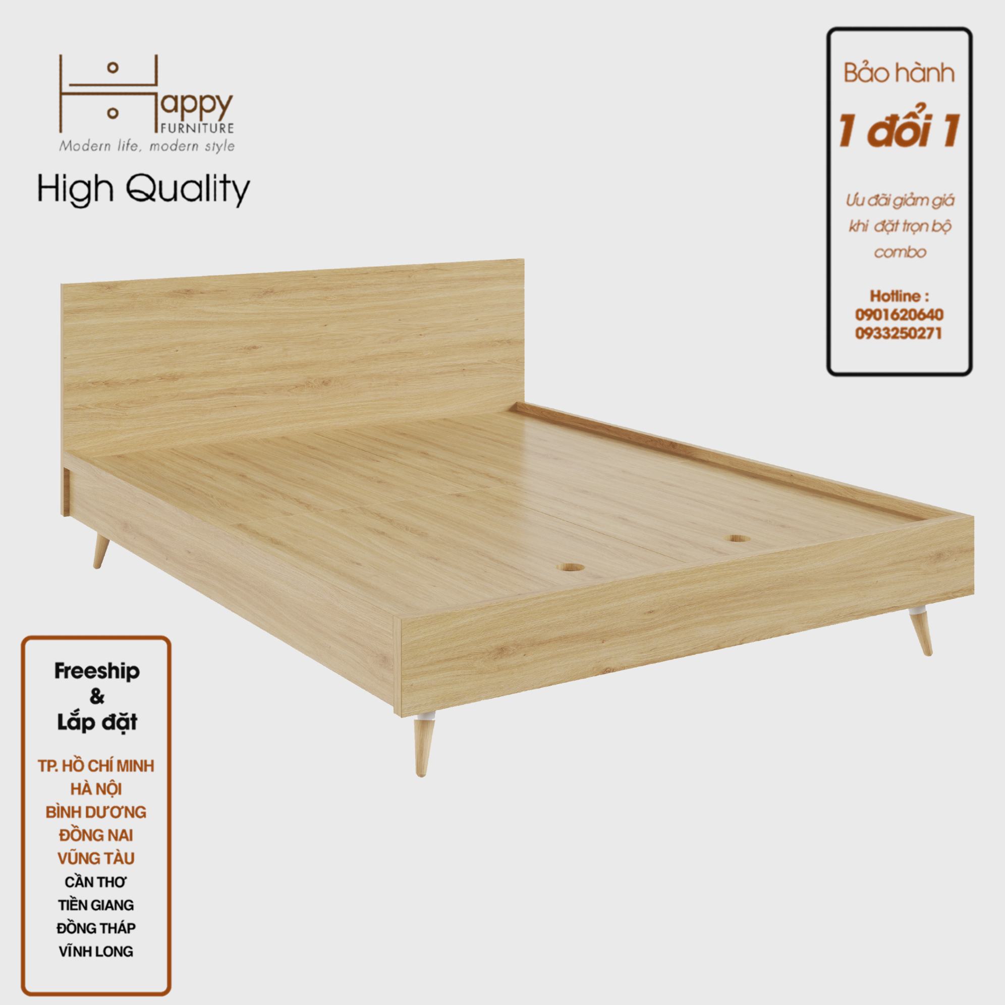 [Happy Home Furniture]  OSRI, Giường ngủ chân gỗ chéo ( chống ẩm cao cấp), GNG_025, GNG_026, GNG_027,GNG_068