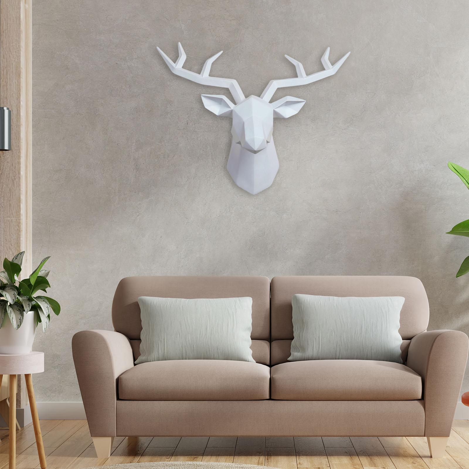 2x Resin Deer Head Sculpture Wall Mount Animal Statue Figurines Decoration