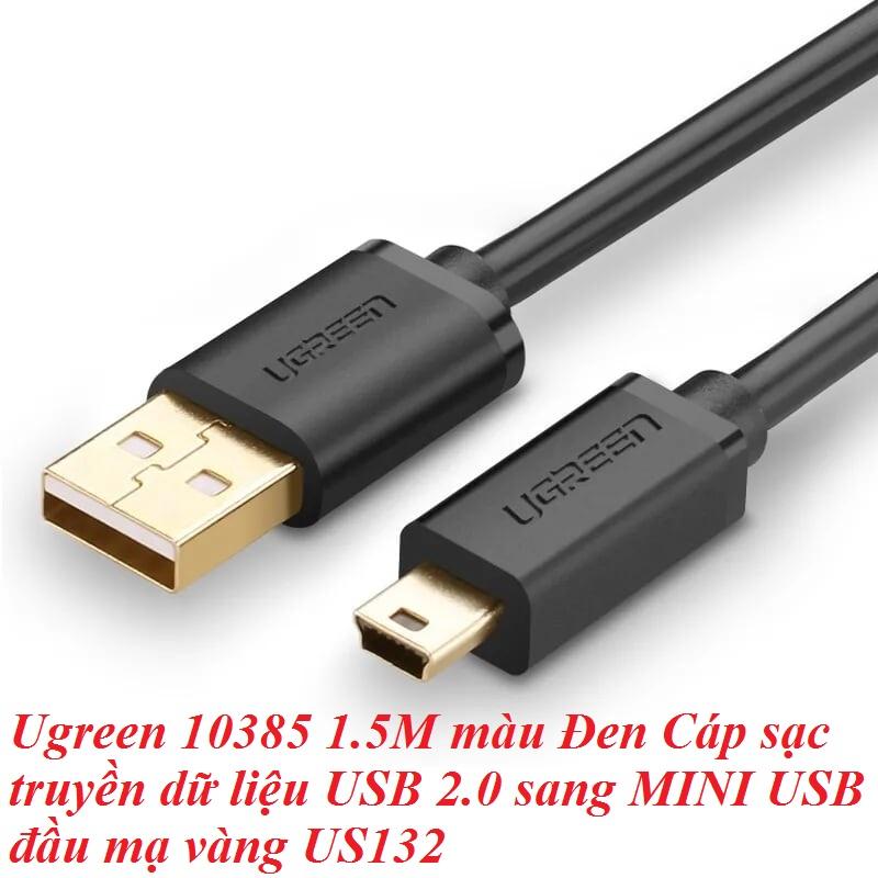 Ugreen UG10385US132TK 1.5M màu Đen Cáp sạc truyền dữ liệu USB 2.0 sang MINI USB đầu mạ vàng - HÀNG CHÍNH HÃNG