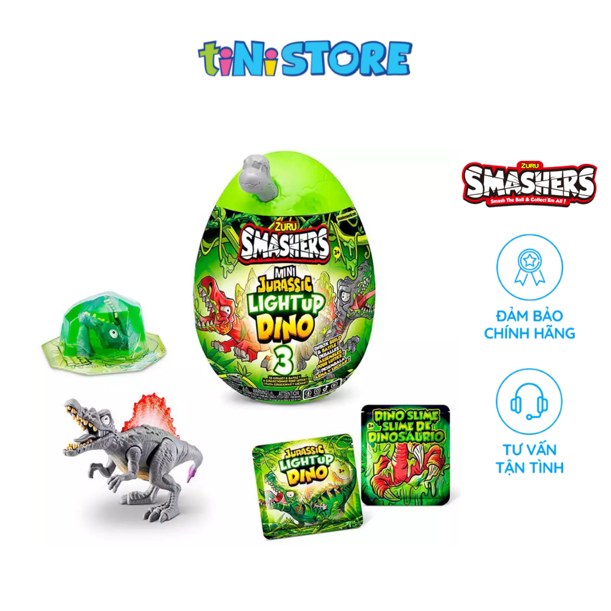 Đồ chơi trứng khủng long Jurassic phát sáng bí ẩn Smashers S1 - cỡ nhỏ