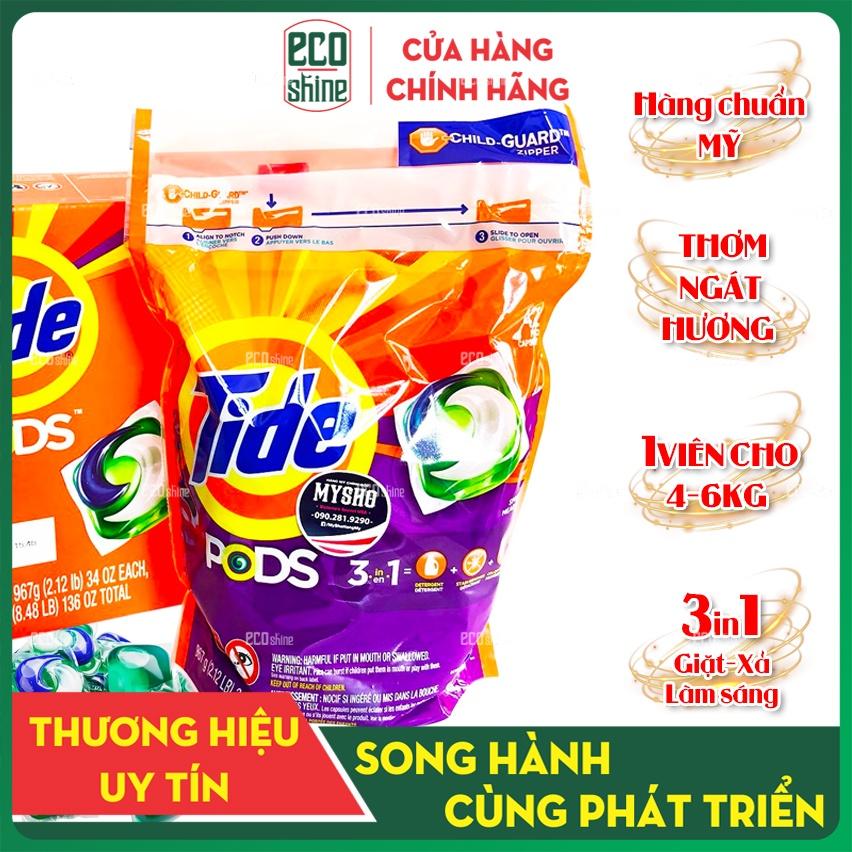 [TÚI 42 VIÊN] Viên Giặt TidePods 3in1. Kết Hợp Nước Giặt - Chất Làm Sáng - Nước Xả Vải. Hàng Chuẩn Mỹ. An Tâm Tuyệt Đối