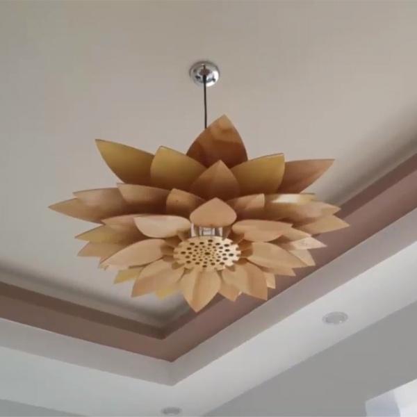 Đèn thả trần bằng gỗ hình hoa sen HT592