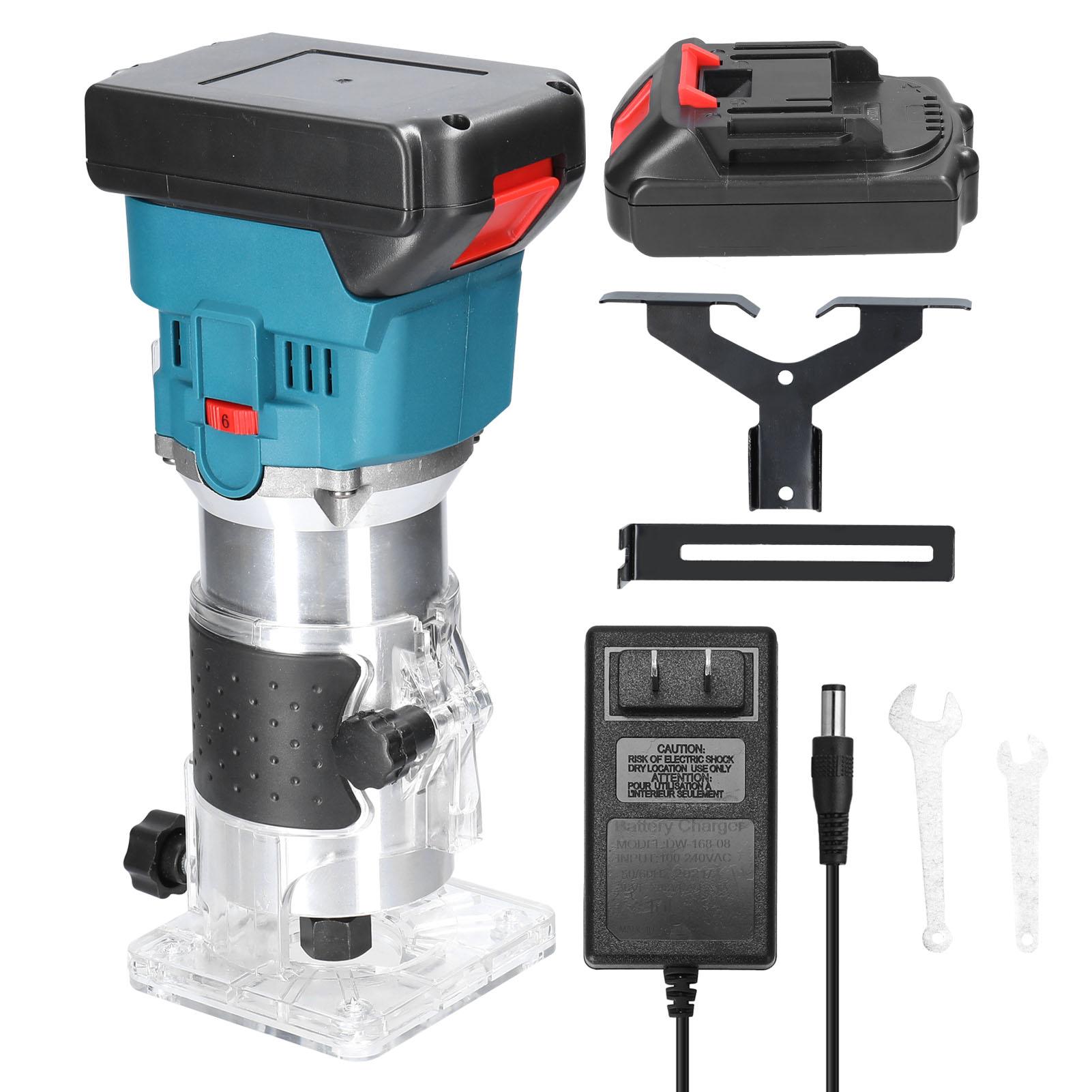 21V Tông Đơ Điện Không Dây 6 Bánh Răng Tốc Độ Có Thể Điều Chỉnh Xay Gỗ Cắt Tỉa Khắc Khe Gỗ Router Dụng Cụ Điện