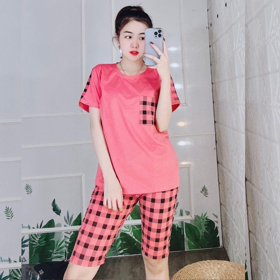 Đồ ngủ nữ trung niên quần lửng ngố Đồ bộ nữ đồ mặc nhà đẹp dễ thương bigsize thun cotton thể thao ESHOP AD19