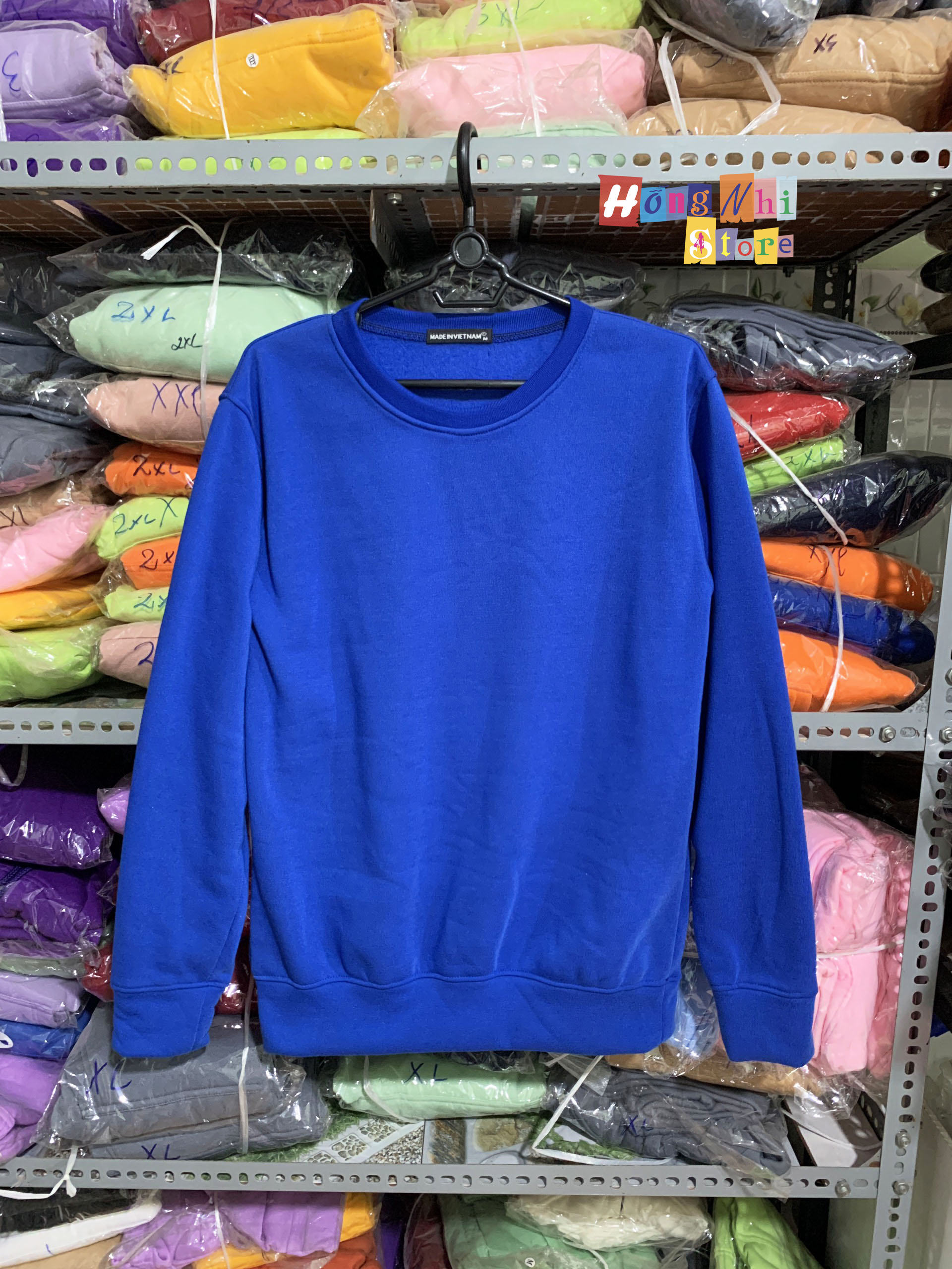 Áo Sweater Trơn Chất Nỉ Lót Bông Màu Xanh Dương - Sweater Unisex - MM