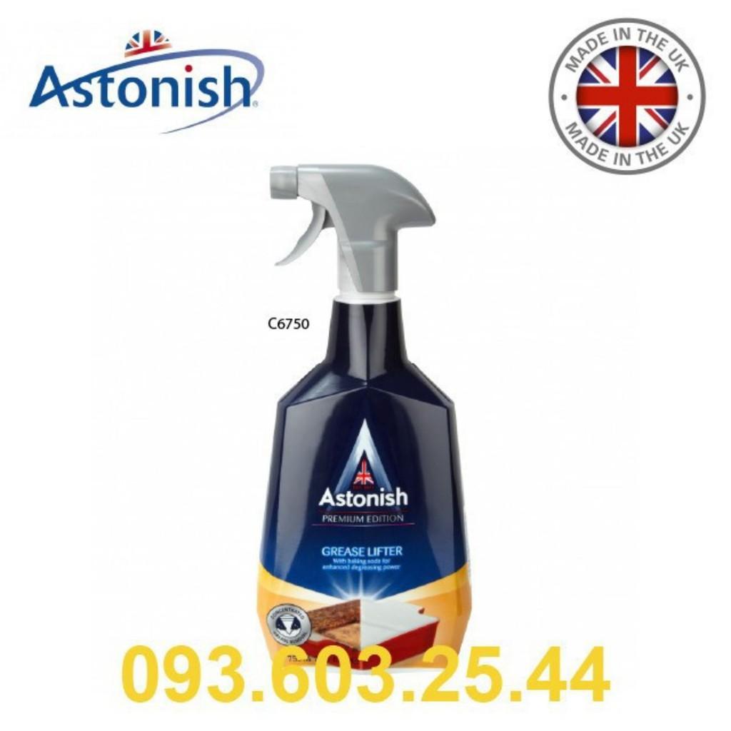 Bình xịt tẩy dầu mỡ cháy khét Astonish C6750 750ml sản xuất tại Vương Quốc Anh chuyên dùng vệ sinh các bề mặt bếp gas từ hồng ngoại và khu vực bếp