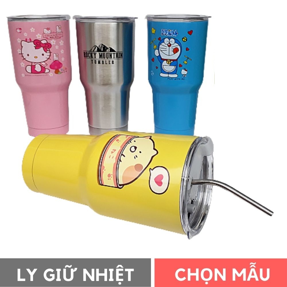Ly Giữ Nhiệt 900ml Có Nắp Chống Tràn + Tặng Kèm Bộ Phụ Kiện 2 ống Hút, Cọ Rửa Và Túi Đựng Thời Trang