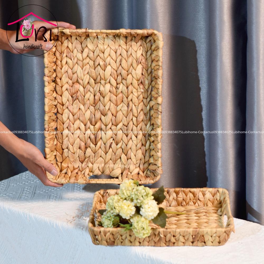 Lubihandicraft - Khay đựng đồ đan lục bình chữ nhật - mộc mạc, thanh lịch