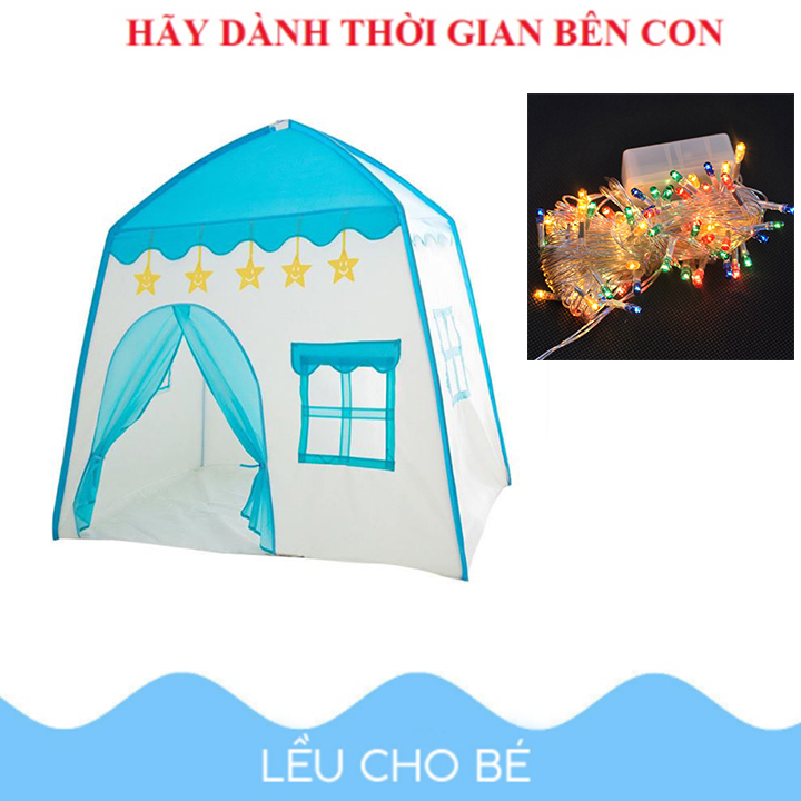 Lều công chúa lều hoàng tử hình tứ giác cỡ đại cao cấp cho bé (Tặng kèm 01 dây led nháy)