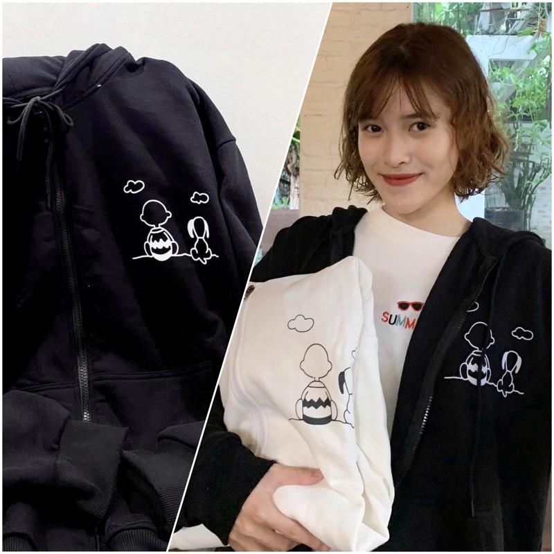 ÁO HOODIE ZIP ĐÔI BẠN (TRẮNG/ĐEN)