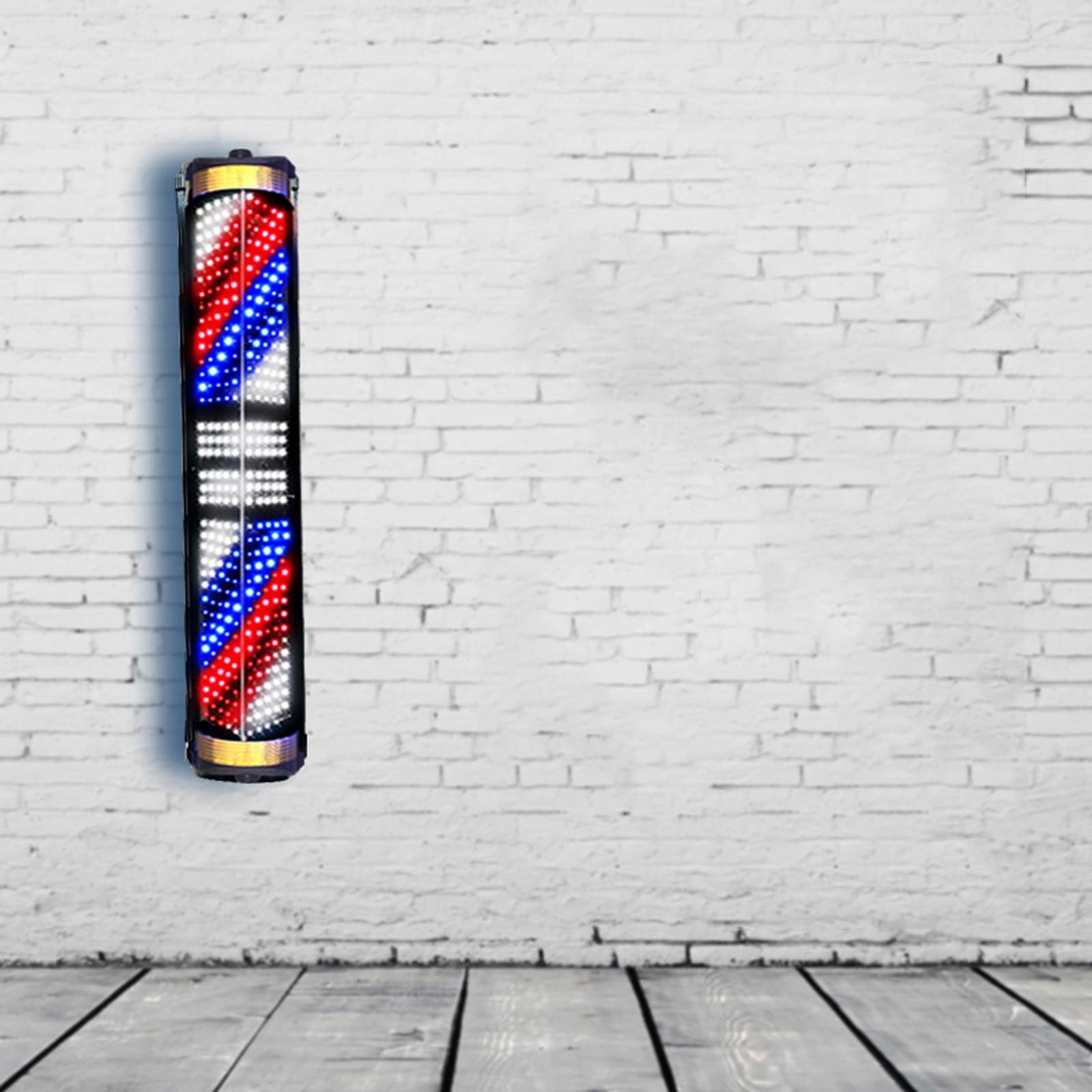 Rotating Pole LED Light Wall Mounted Barber Shop Sign Open Hairs Salon