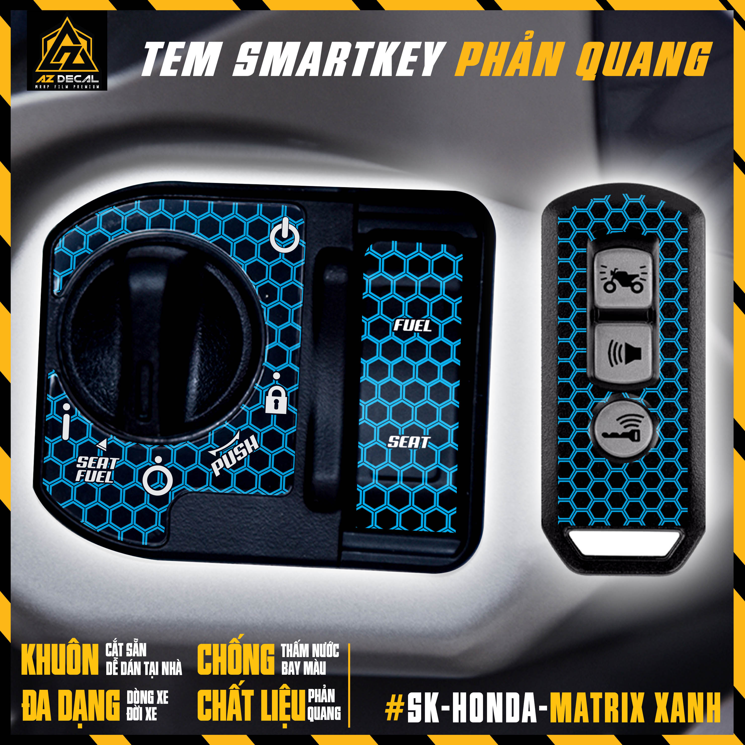 Tem Phản Quang Dán Smartkey Honda Mẫu Matrix | SK-HONDA-MATRIX | Decal Smartkey SH, Vision, Vario, Airblade