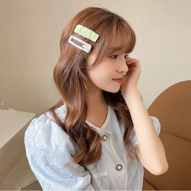 Set 2 kẹp tóc vải hoạ tiết vintage hàn quốc