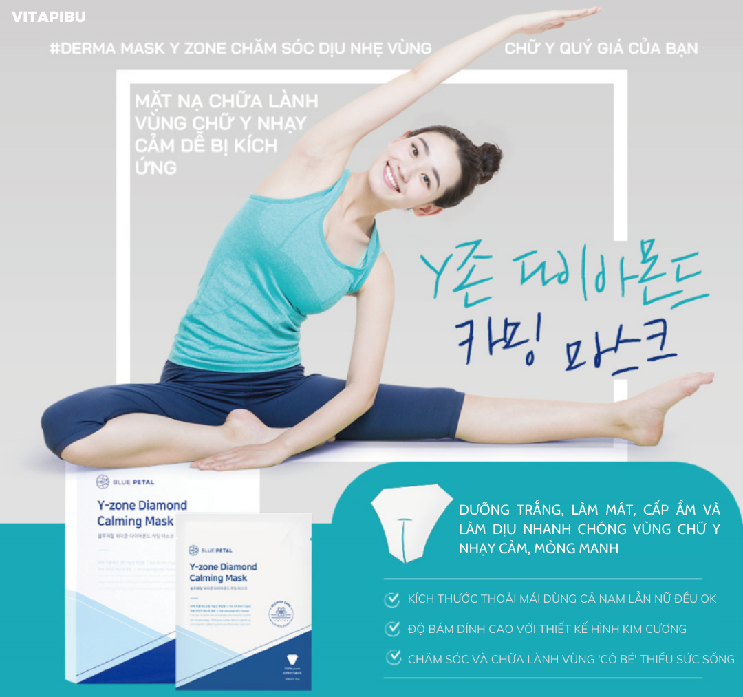 [VITAPIBU] [Y-zone 마스크] Mặt Nạ Cấp Ẩm, Dưỡng Trắng Và Làm Dịu Vùng Chữ Y Blue Petal YZone Diamond Calming Mask