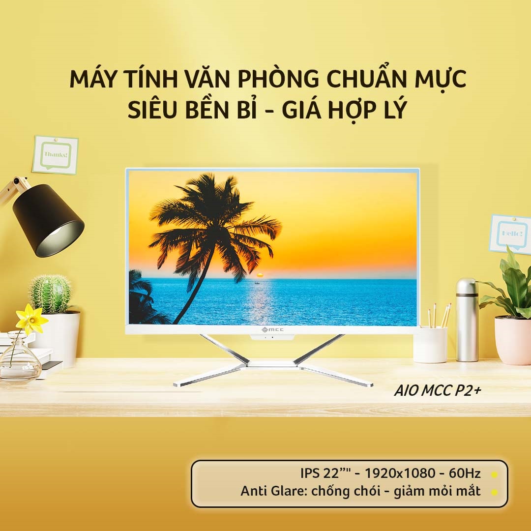 Máy tính All In One MCC 6482P2+ CPU G6400, 8GB DDR4, 240GB SSD, IPS 22&quot; FHD, WIFI, BT, MIC, CAMERA - Hàng chính hãng