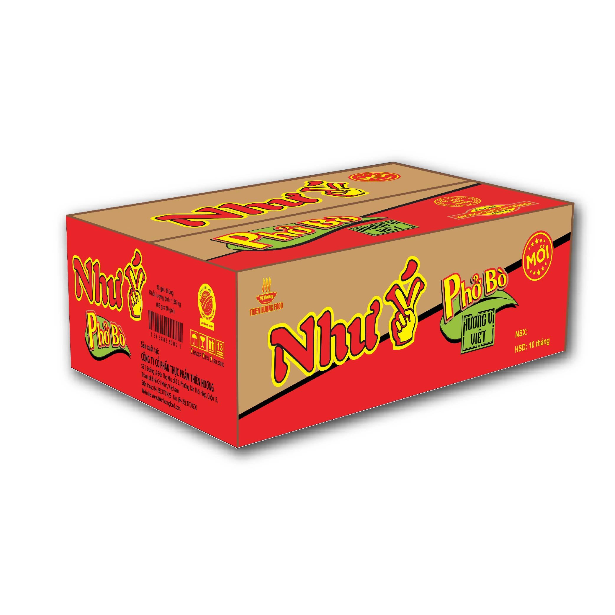  Thùng 30 gói Phở Như Ý Bò 65g/gói