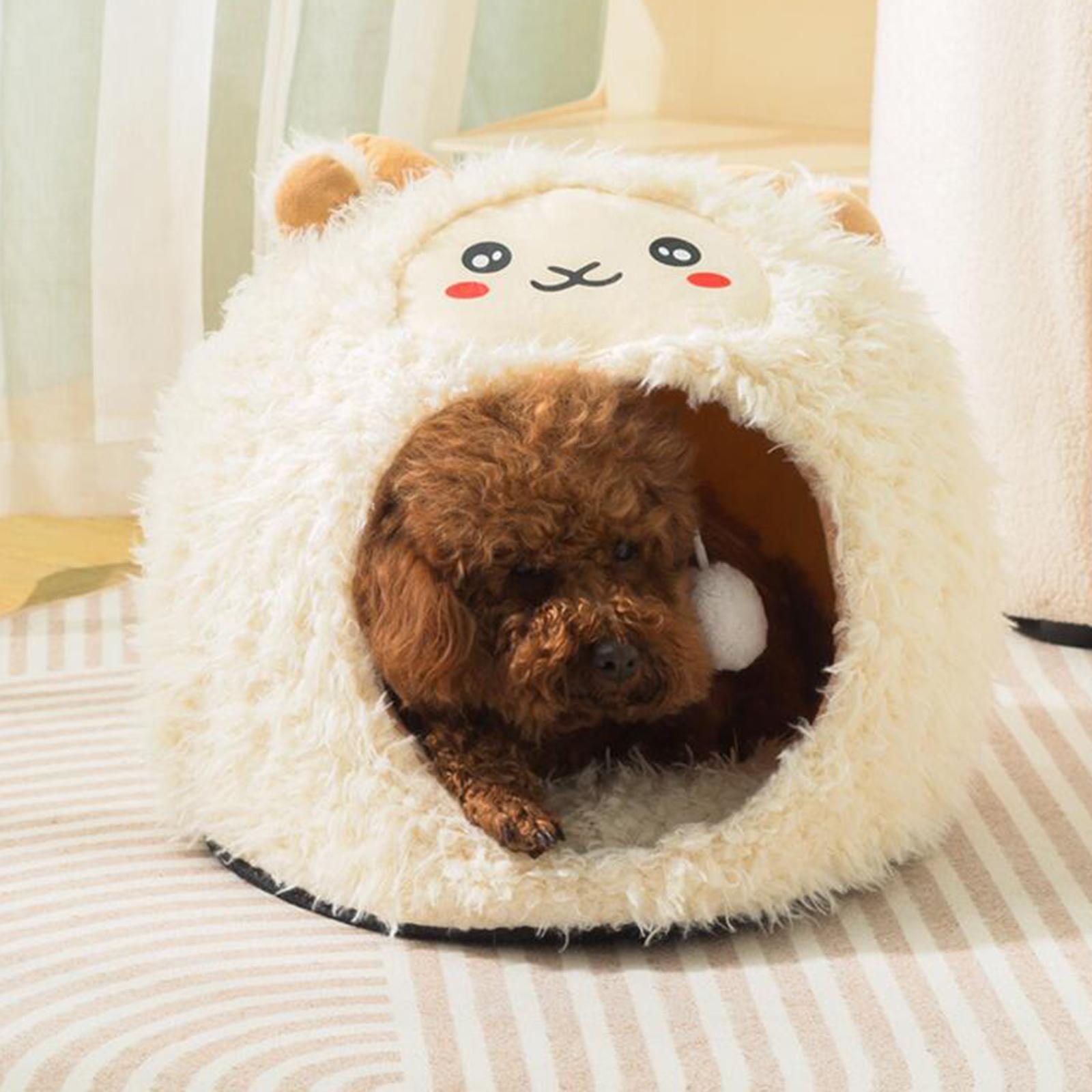 Fleece Lamb Shaped Cave Sleep Adorable Kennel for Pet Supplies Kitty Dog