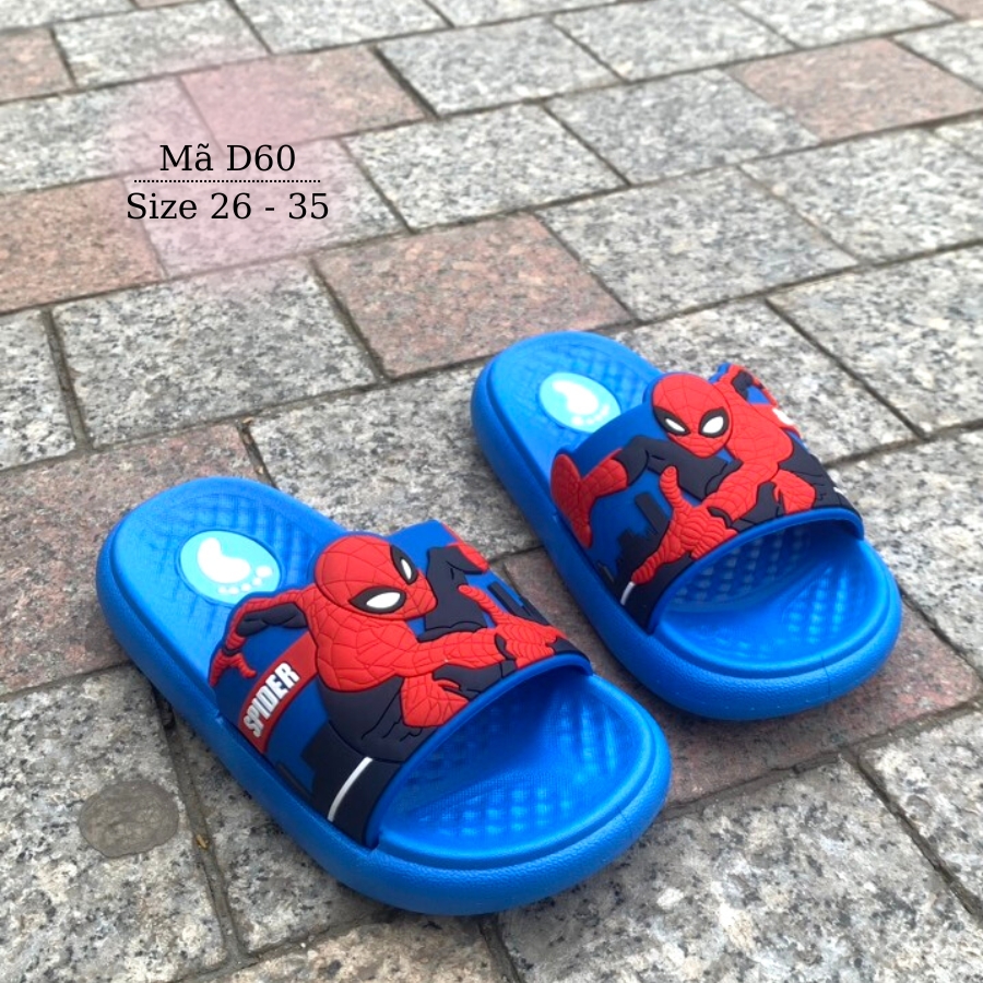 Dép siêu nhân spiderman - Dép lê cho bé trai 3 - 9 tuổi nhựa dẻo siêu êm chống trơn trượt đi trong nhà, đi biển D41