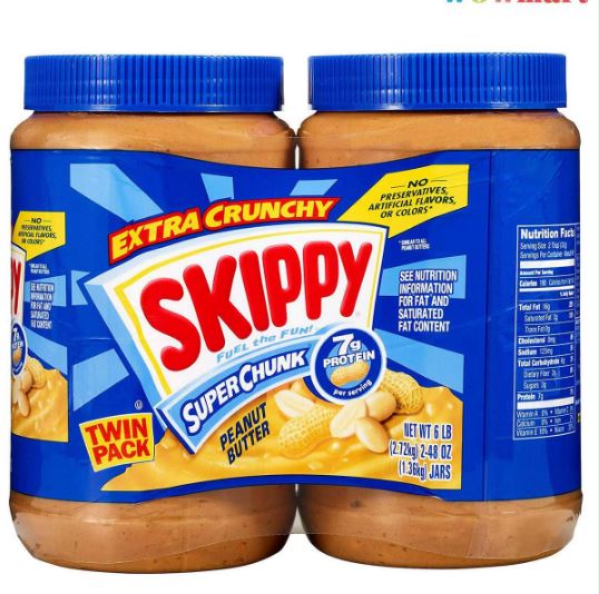 Set 2 Hộp Bơ Đậu Phộng Hạt Skippy Super Chunk Peanut Butter của Mỹ 2.72kg