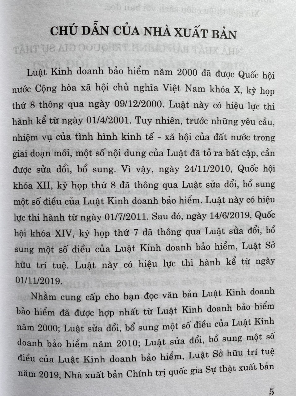 Luật kinh doanh bảo hiểm ( Hiện hành ) ( sửa đổi, bổ sung năm 2010, 2019)