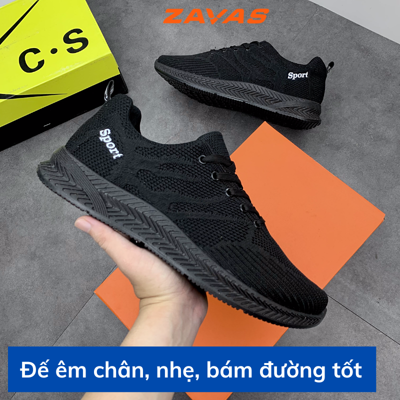 Hình ảnh Giày Thể Thao Nam Màu Đen, Sneaker Nam Màu Đen,  Đế Êm, Nhẹ Thoáng Khí S355