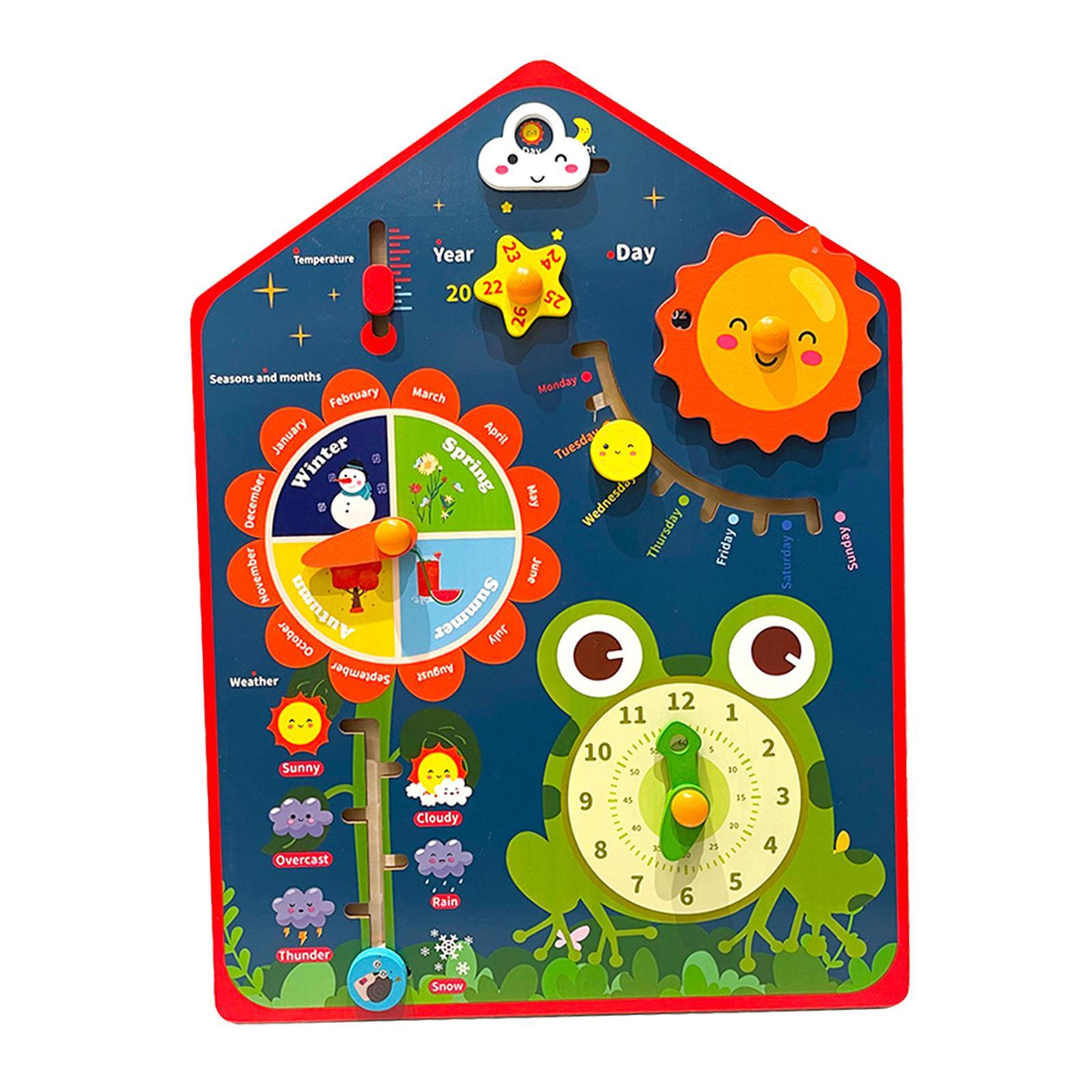 Montessori Wooden Calendar Clock Learning Educational Toy for Children