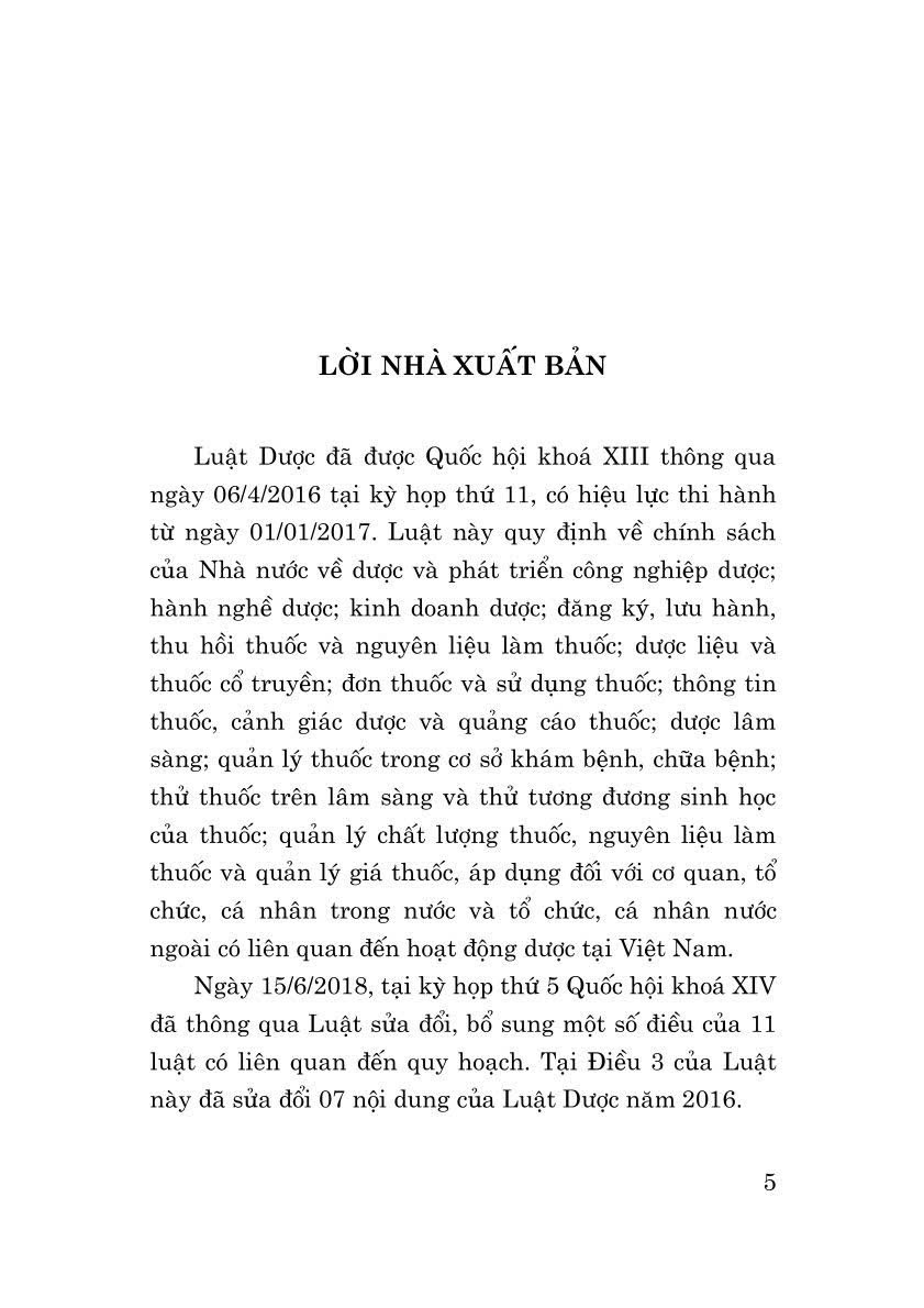 Luật Dược năm 2016 ( Sửa đổi, bổ sung năm 2018,2024)
