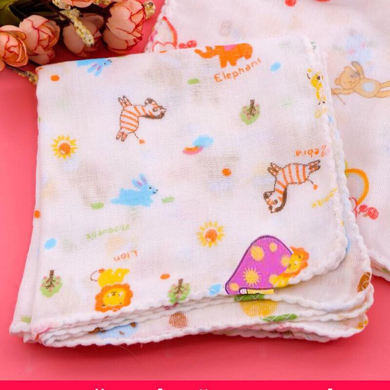 Combo 5 khăn xô trẻ em - Chất vải 2 lớp cotton bền đẹp, mềm mịn, phù hợp cho da bé - Sản phẩm in họa tiết ngộ nghĩnh đáng yêu