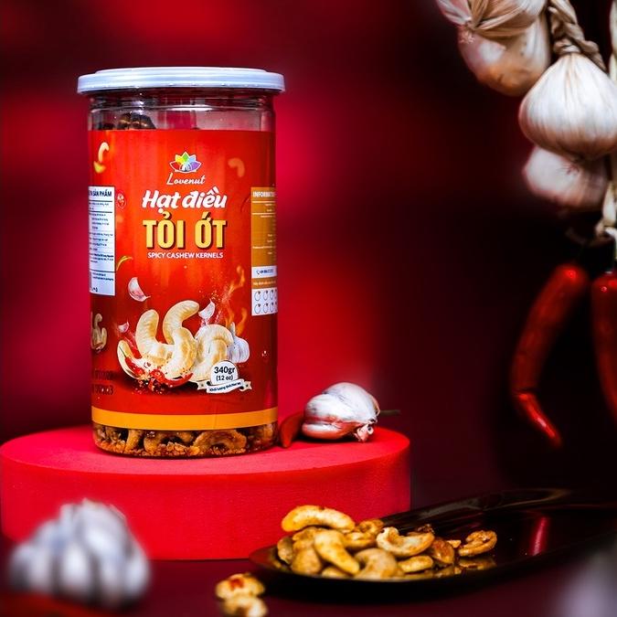 Hạt Điều Tỏi Ớt 340g Lovenut Rang Sấy Gia Vị Không Chất Bảo Quản Đảm Bảo Dinh Dưỡng, Giảm Cân, Ăn Kiêng