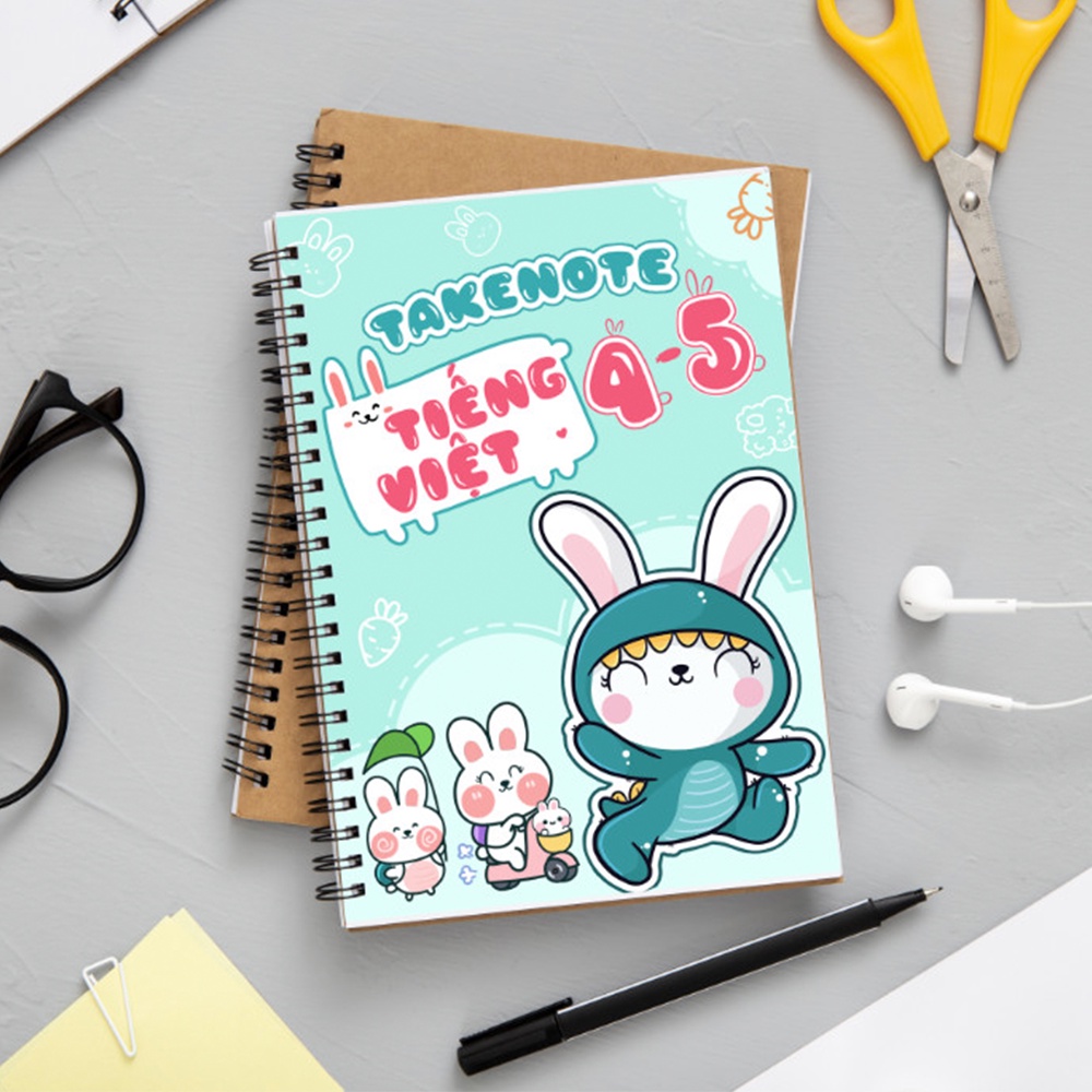 Combo 3 sổ Takenotes Tiếng Anh, Tiếng Việt, Toán lớp 5, sổ tay kiến thức trang trí sticker dễ thương