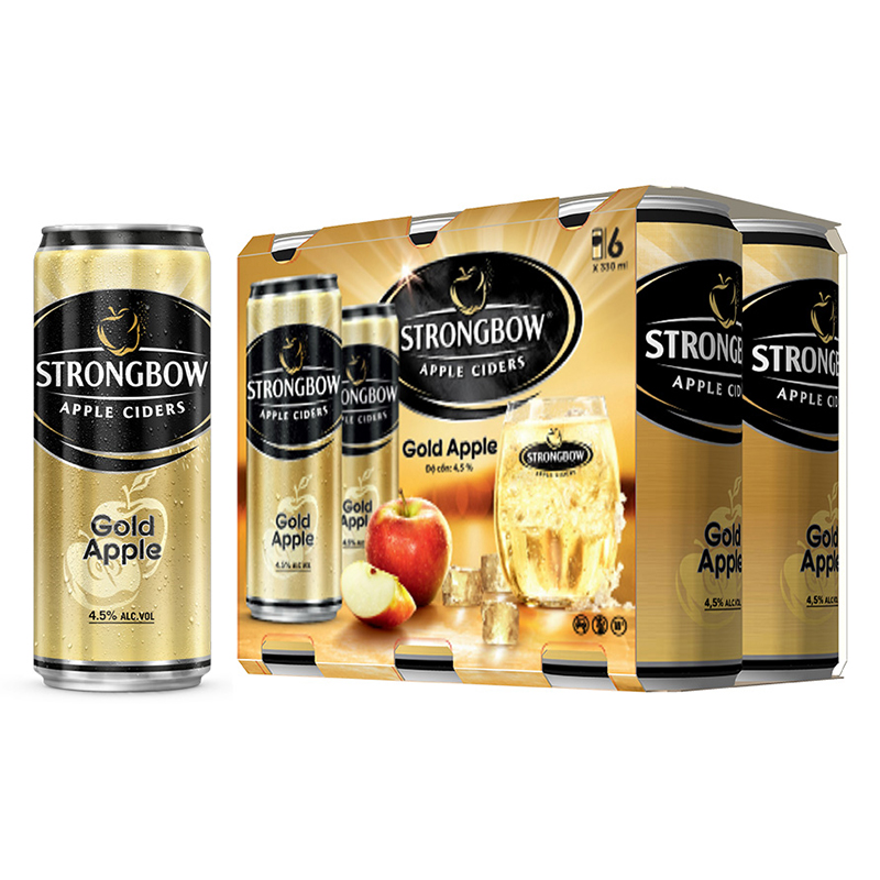 Nước táo lên men Strongbow Gold 330ml 6 Lon