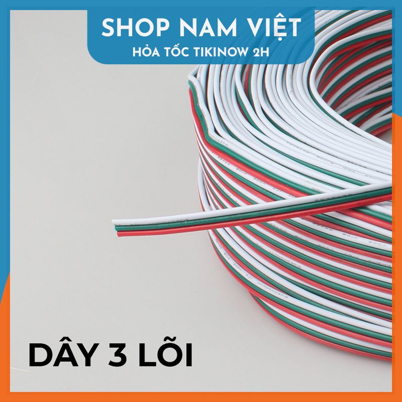 1 mét dây điện 2/3/4 Lõi Đồng 22AWG RGB Cho Đèn Led RGB