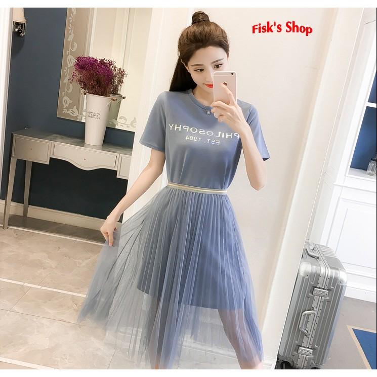 Set váy phông phối chân váy lưới