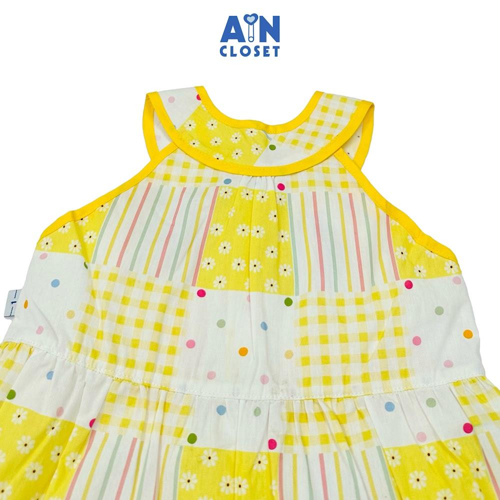 Đầm bé gái hoạ tiết Hoa Chắp Vá Vàng Cotton - AICDBGOT3OY2 - AIN Closet