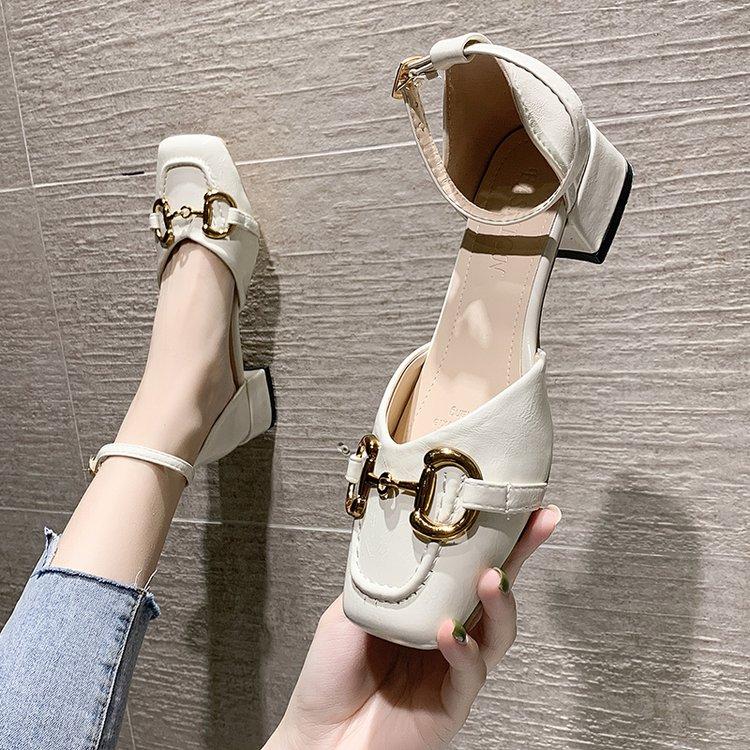 Fashion Metal Line Buckle High Heel Sandals for Women