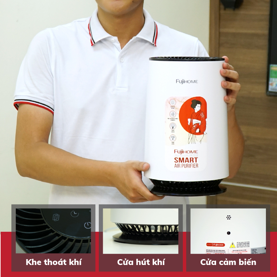 Màng lọc không khí Nhật Bản FUJIHOME bộ lọc bụi mịn PM2.5 - khử mùi - loại bỏ vi khuẩn vi rút cảm biến hiển thị màu sắc - Hàng Nhập Khẩu