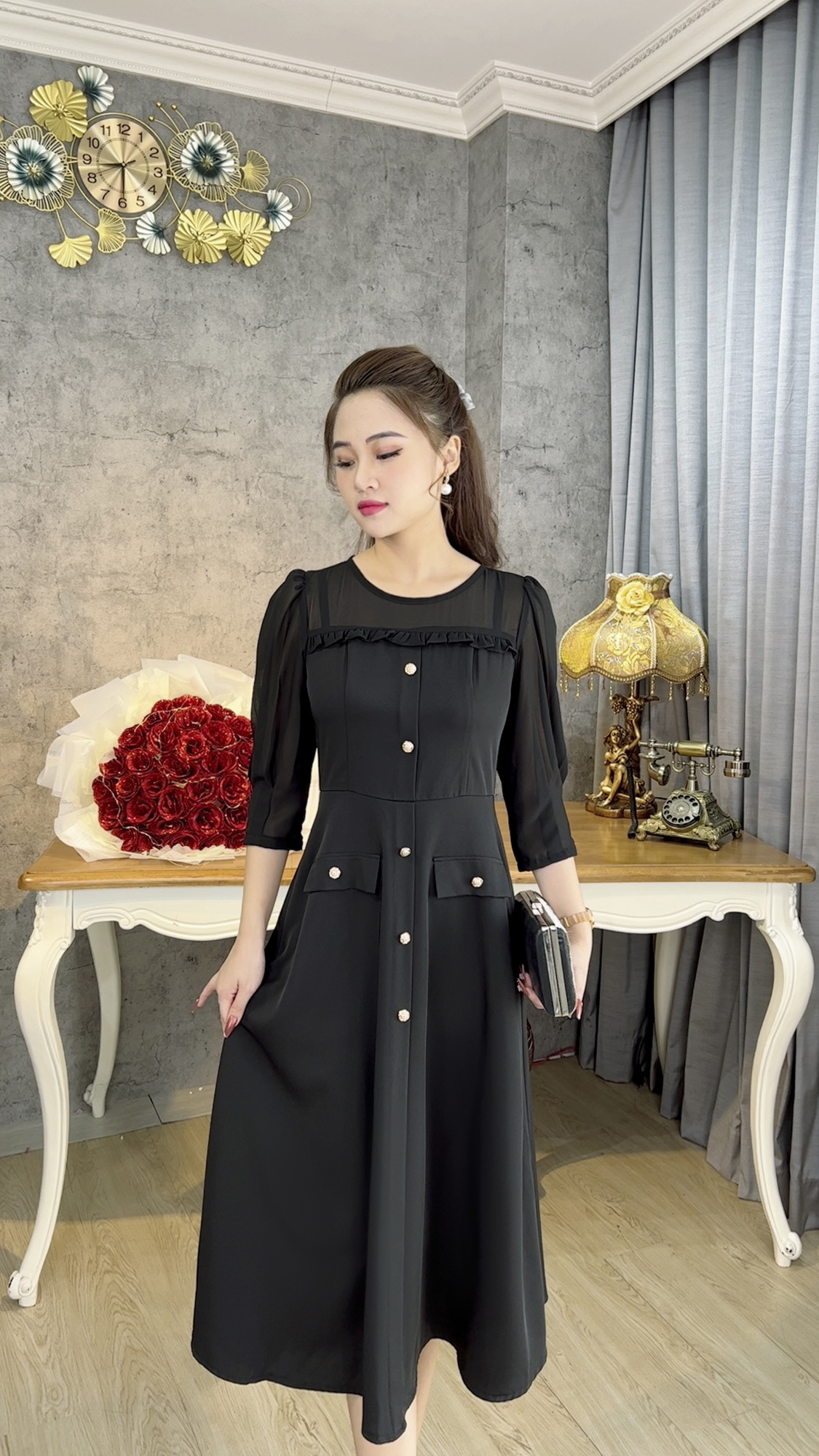 Đầm Trung Niên [ Linh Trà ] (TM 545) Trẻ Trung Thiết Kế Trang Nhã Thanh Lịch Đi Làm Đi Tiệc Cho Bà Cho Mẹ U40 Bigsize