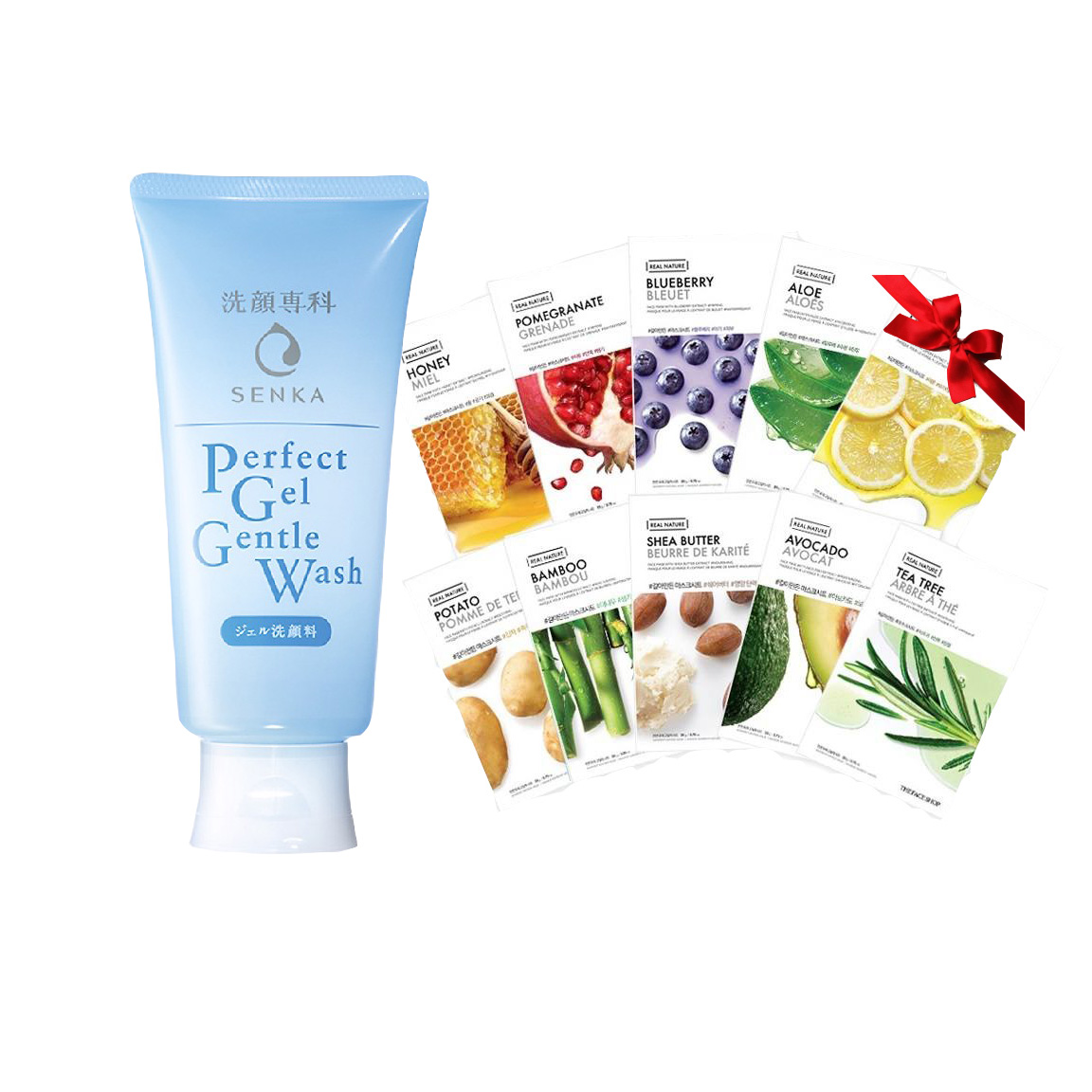 Sữa rửa mặt dịu nhẹ Senka Perfect Gel Gentle Wash 100g 16525 tặng Mặt nạ dưỡng da The Faceshop Real Nature (1 miếng)