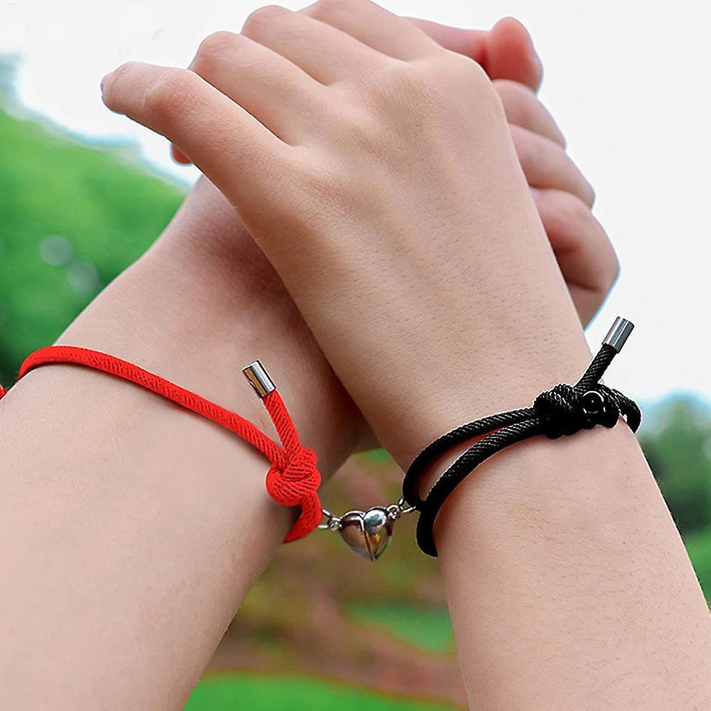 Vòng đeo tay 2 chiếc Vòng đeo tay Bện BRAIDED BRAIDED ROPE Vòng đeo tay với tiếng chuông từ tính thề