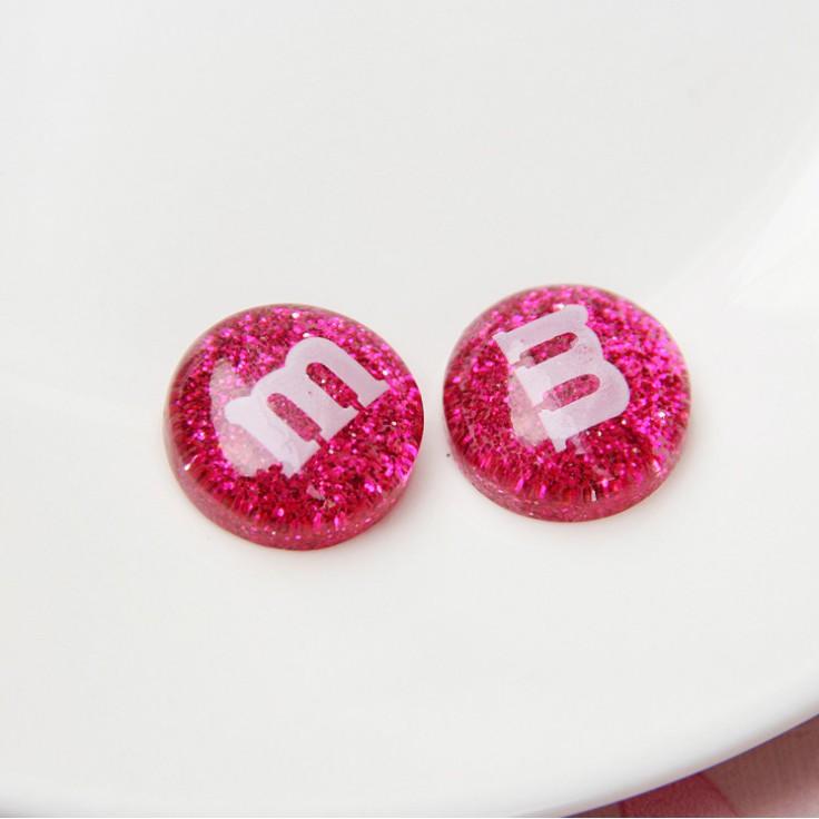 Chuyên Charm * Charm kẹo M&M với nhũ các màu dùng trang trí nút áo, vỏ điện thoại, Jibbitz, slime, DIY