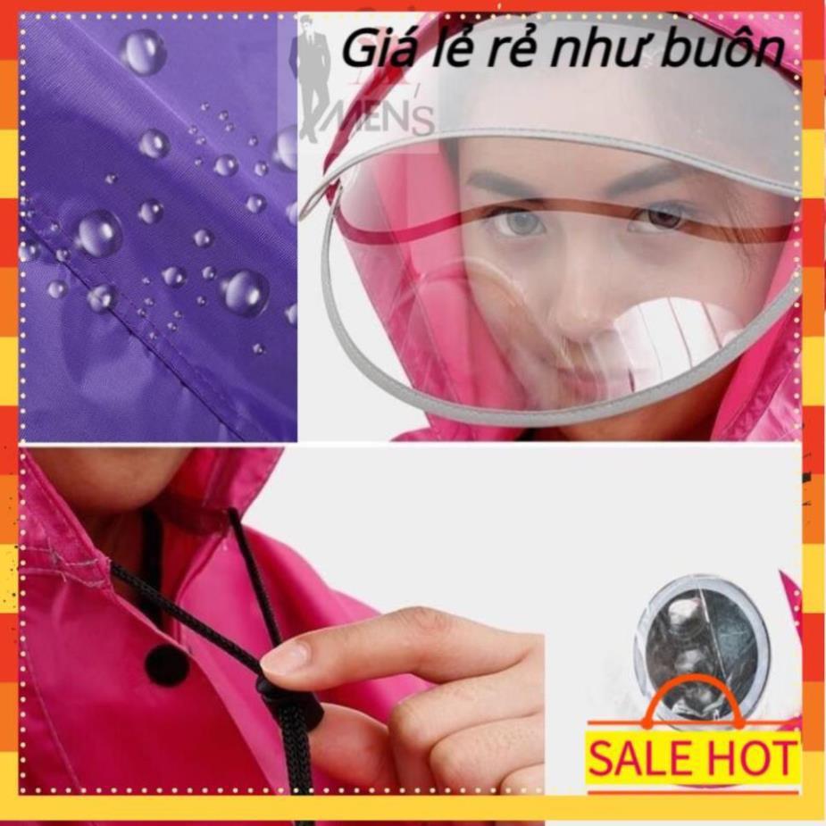 Áo mưa 2 đầu, 1 đầu phản quang vải dù ép PVC chống rách có kính che mặt cao cấp T&C