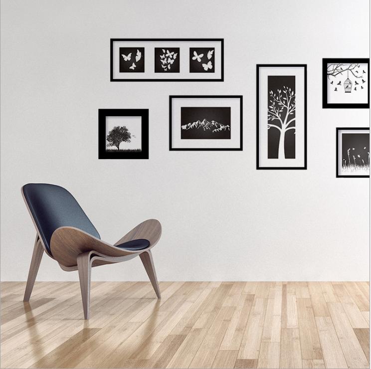 Decal trang trí phòng khách 3D khung ảnh đen nghệ thuật DKN134