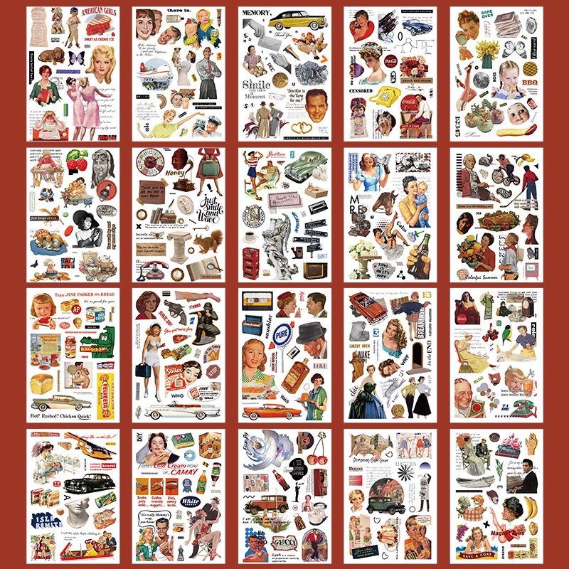 Cuốn 20 tờ stickers khổ lớn dùng để trang trí kiểu cổ điển - kpop - journal