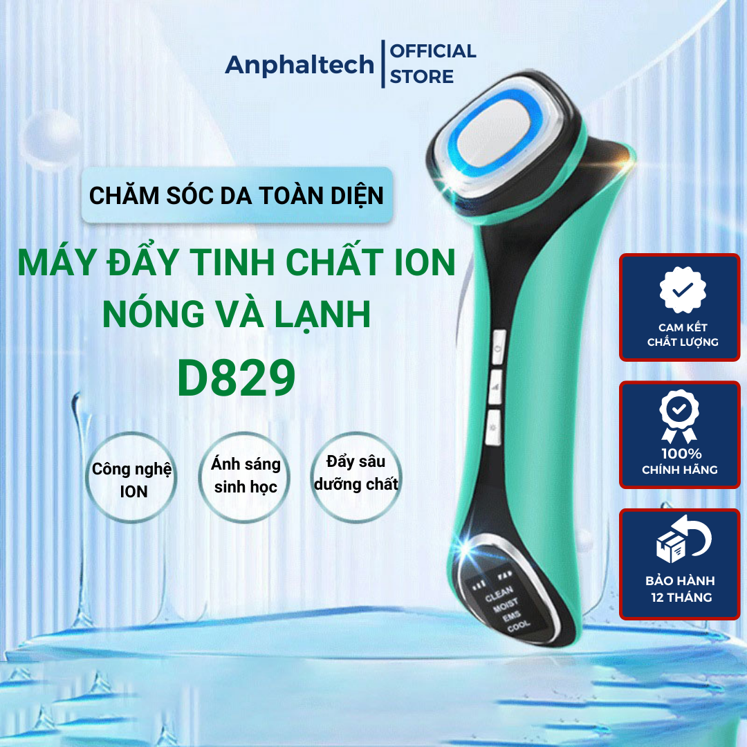 Máy Đẩy Tinh Chất Nóng Lạnh ION D829, Máy Điện Di Tinh Chất Massage Mặt Công Nghệ ION Thế Hệ Mới 2022