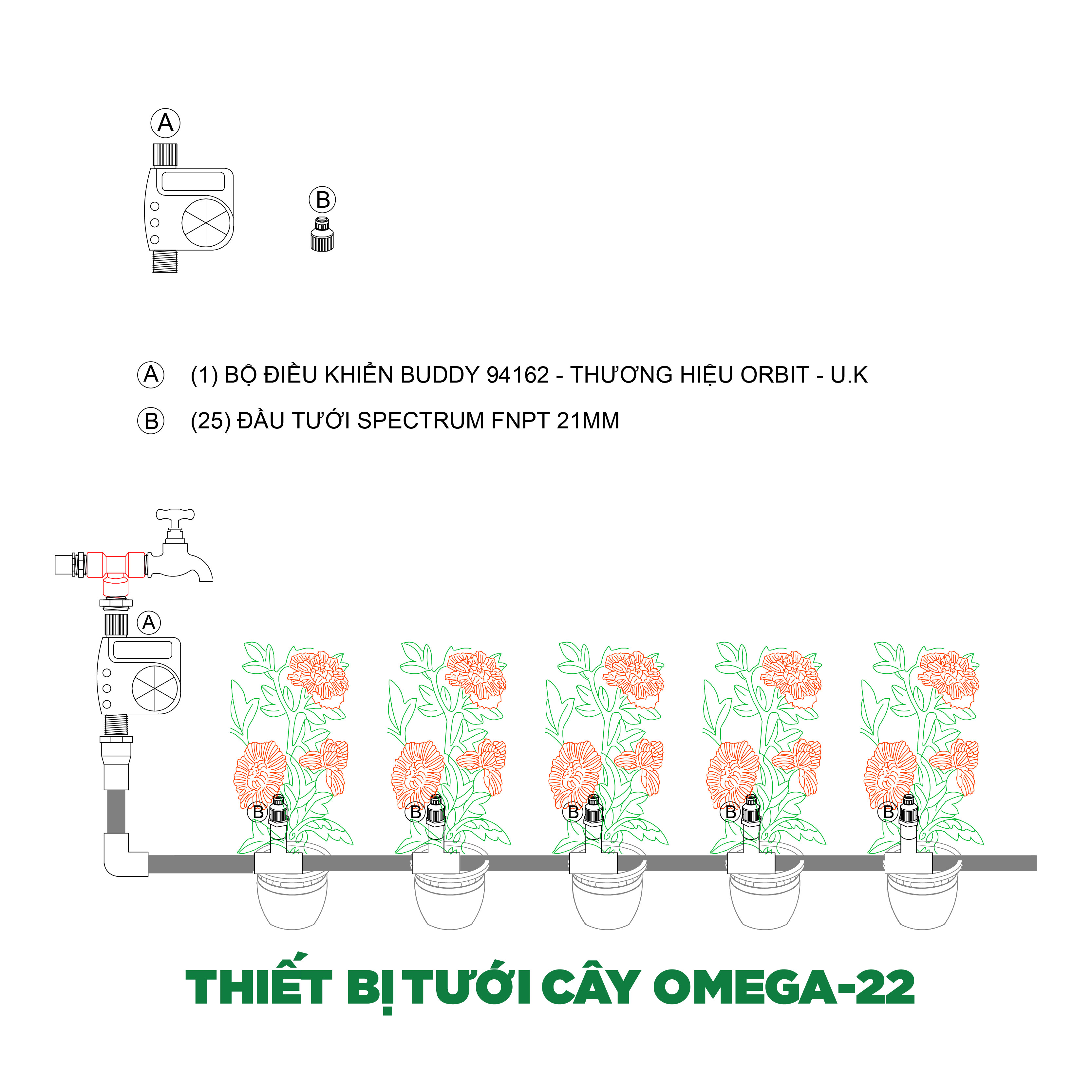 Thiết bị tưới cây OMEGA-22