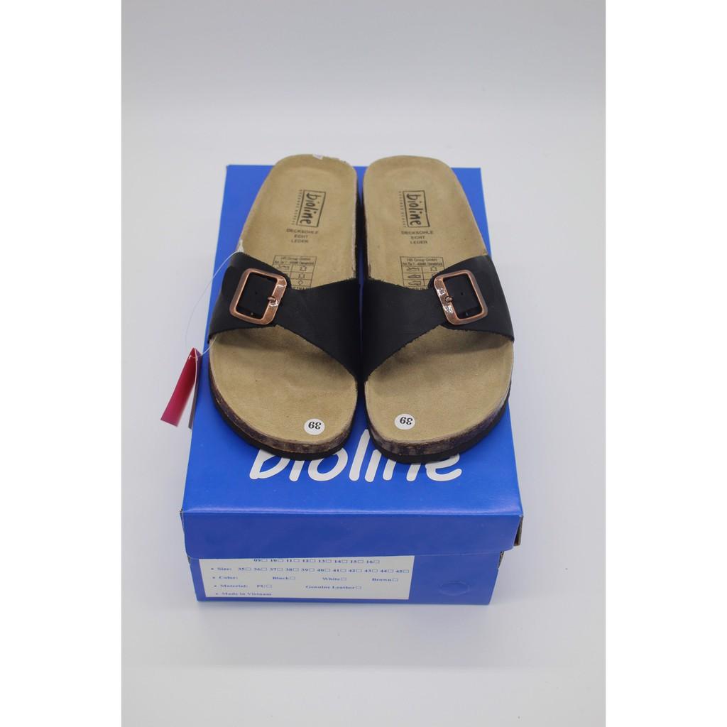 Dép da bò birken quai ngang Bioline đế trấu unisex mã B08 - Bioline Official